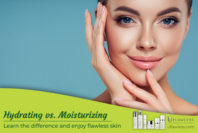 Hydrating means adding water to the skin, while moisturizing means locking water to keep it from escaping